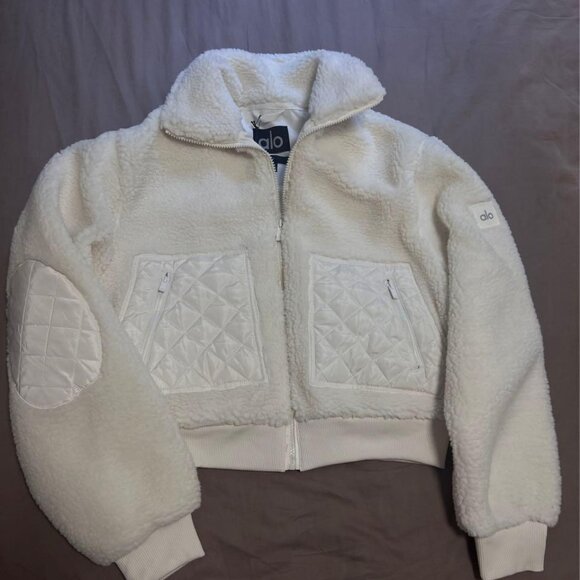 Alo Yoga Women's White Sherpa Edge Bomber Size S-L - Picture 2 of 15
